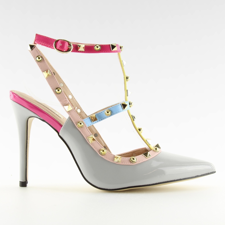 Pumps on a pin with gray studs 1381 grey