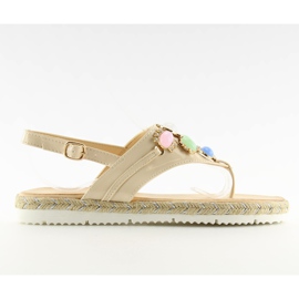 Sandals with stones beige 3072 beige