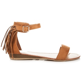 Abloom Suede sandals with fringes brown