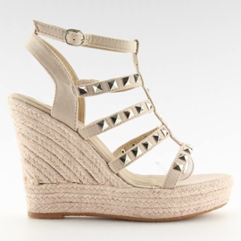 Beige espadrilles on wedges 3811-17 Beige