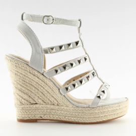 Gray Espadrilles on wedges, gray 3811-17 Gray grey