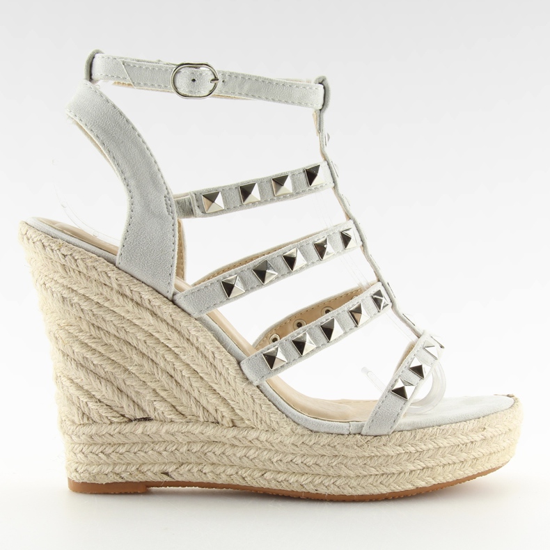 Gray Espadrilles on wedges, gray 3811-17 Gray grey