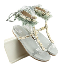 Blue sandals with shells 8225 L.BLUE