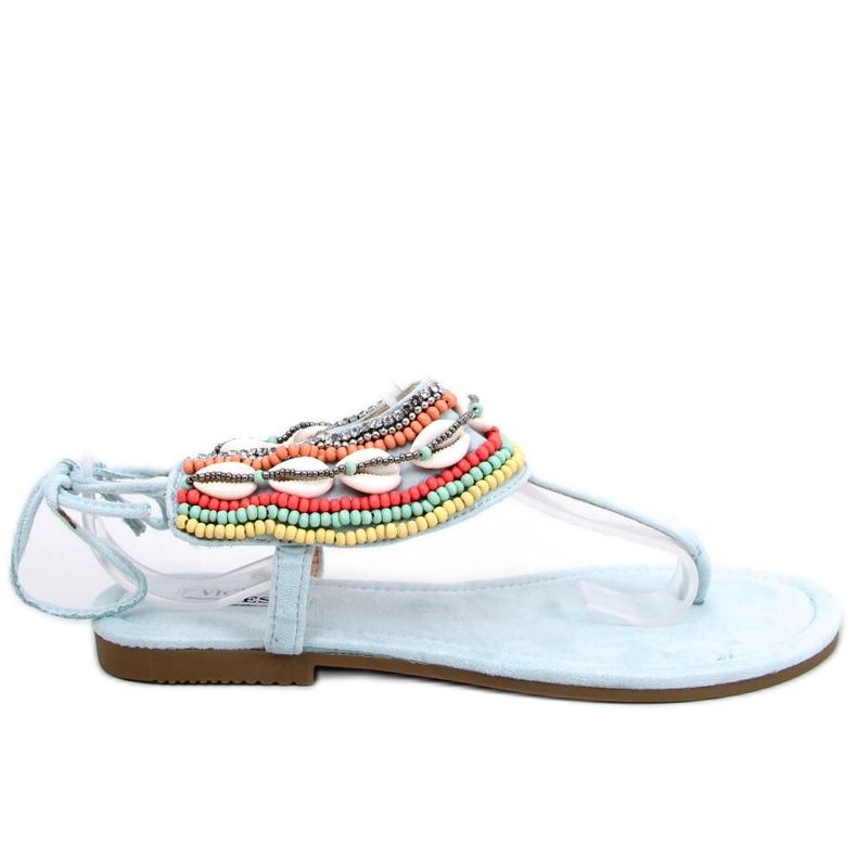BM Sandals with blue beads 8241 L.BLUE