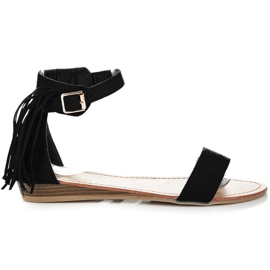 Abloom Suede sandals with fringes black