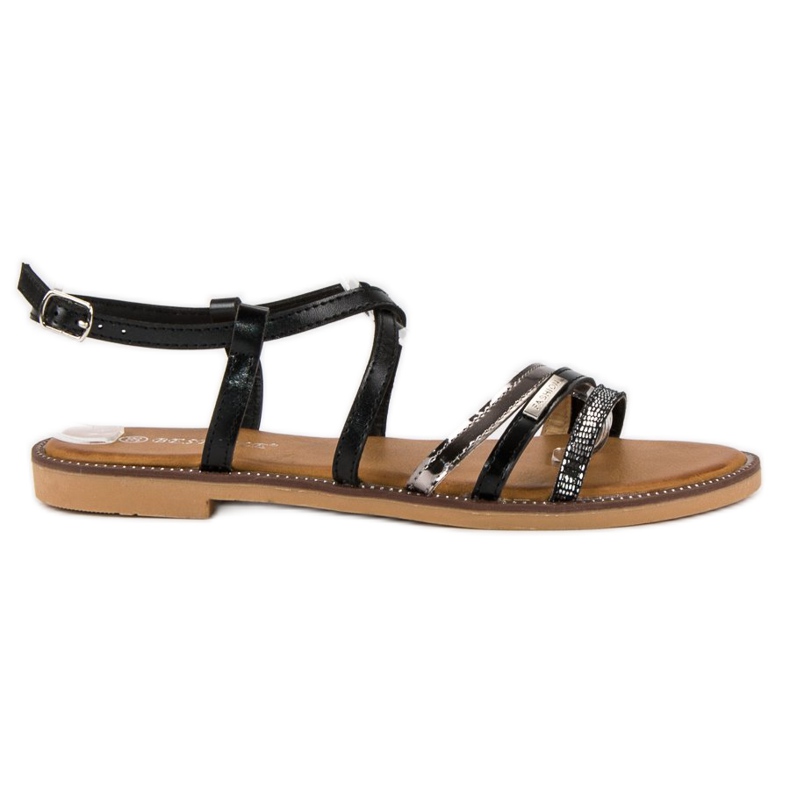 Bestelle Black sandals fastened with a buckle