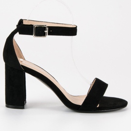 Diamantique Suede sandals on a post black
