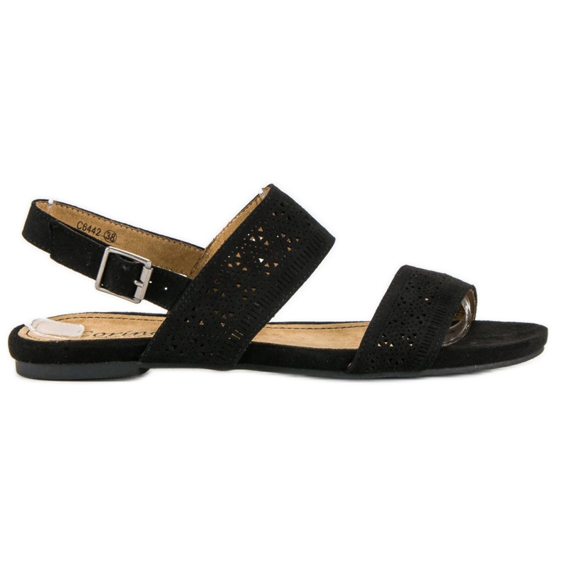 Corina Suede flat sandals black