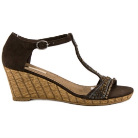 Corina Brown wedge sandals