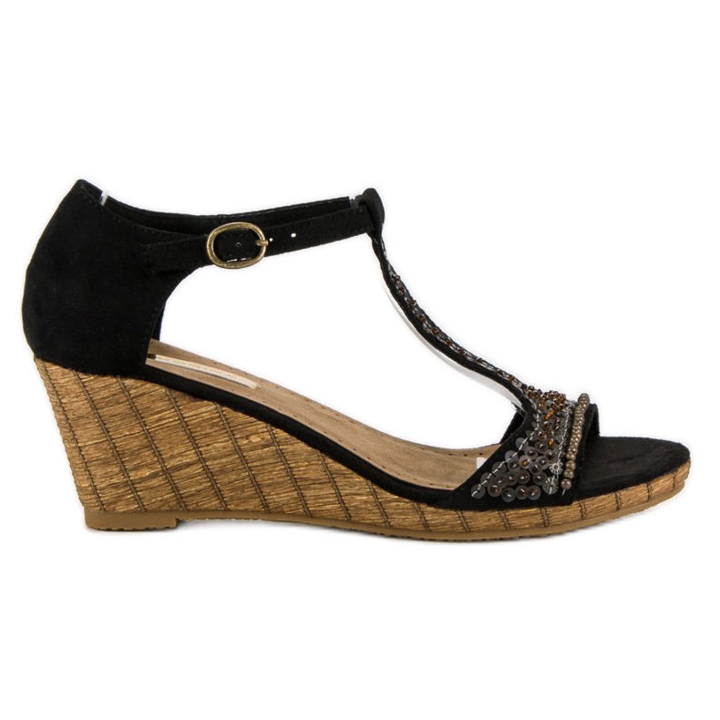 Corina Black Sandals On Wedge