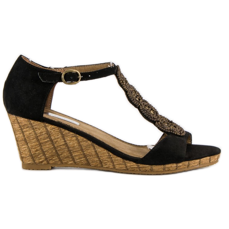 Corina Decorative wedge sandals black