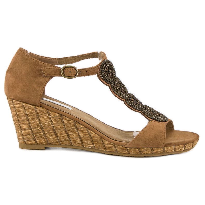 Corina Decorative wedge sandals brown