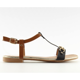 Black Sandals on a flat sole black 9871 Black Black Sandals on a flat sole black 9871 Black