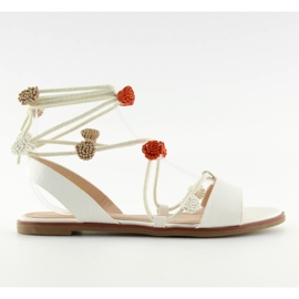 White sandals with tied ankle SR-2687