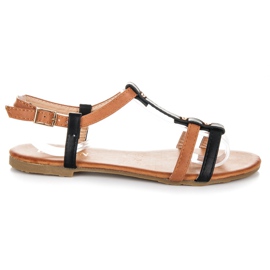 Licean Sandals with a clasp black brown Licean Sandals with a clasp black brown