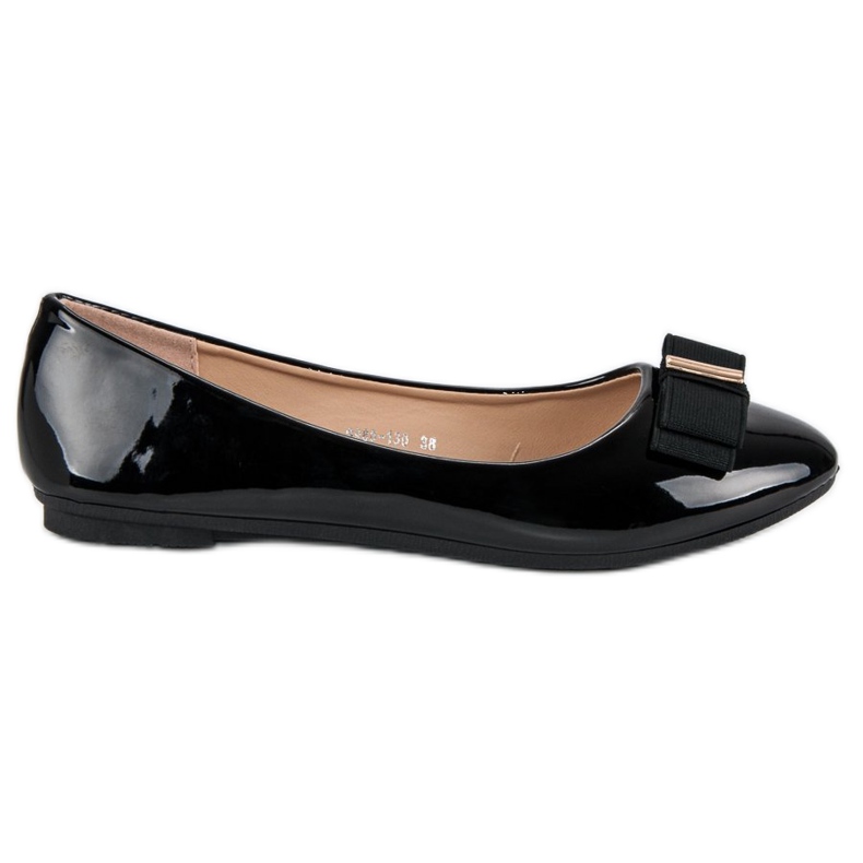 Diamantique Black lacquered ballerinas