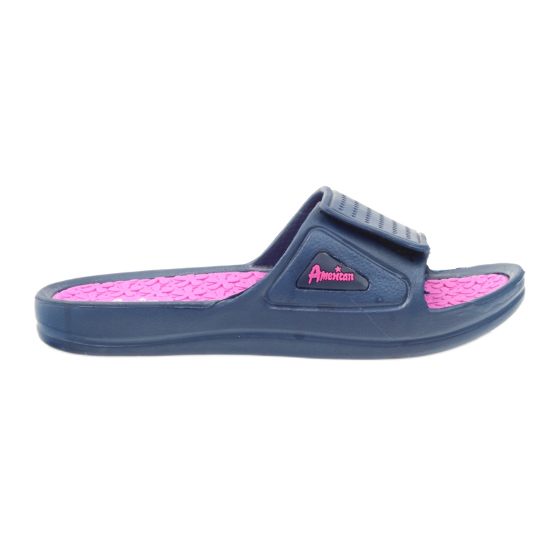 American Club American navy blue water slippers pink