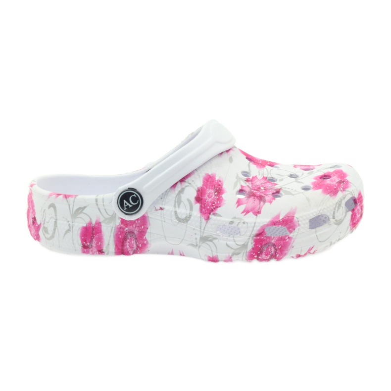 American Club American children's slippers kroks flowers white grey pink American Club American children's slippers kroks flowers white grey pink
