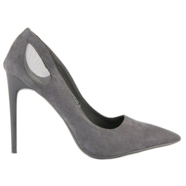 Gray suede vinceza heels grey
