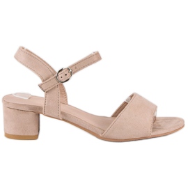 Ideal Shoes Low-heeled suede sandals brown Ideal Shoes Low-heeled suede sandals brown