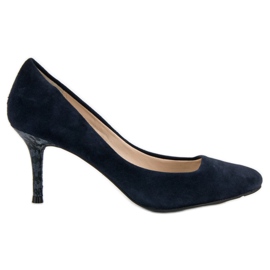 Navy blue leather heels