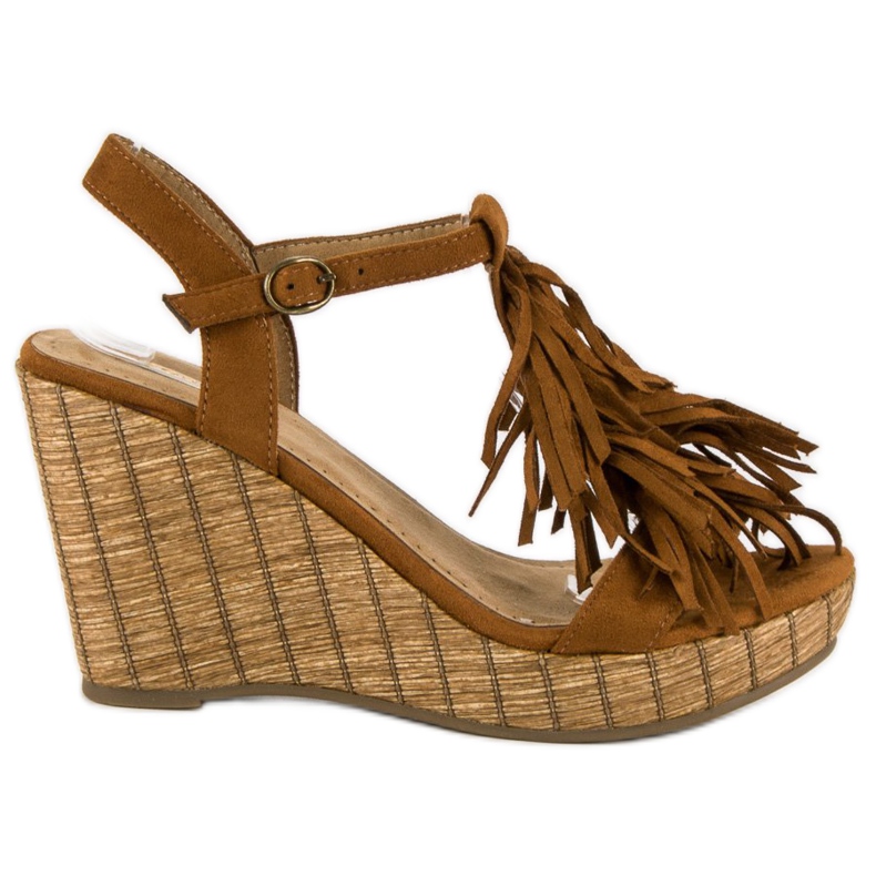 Corina Brown fringed sandals