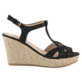 Corina Black wedge sandals