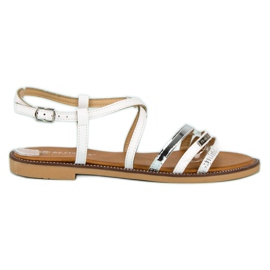 Bestelle White sandals fastened with a buckle