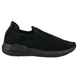 Openwork, slip-on sports shoes black