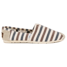 L. Day Beige striped slipons brown grey L. Day Beige striped slipons brown grey