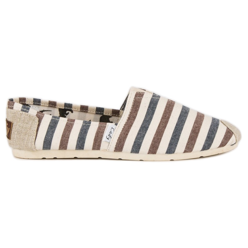 L. Day Beige striped slipons brown grey
