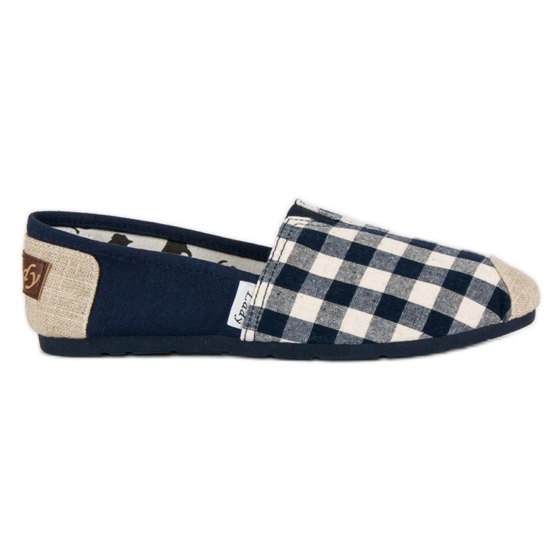 L. Day Navy blue checkered slipons brown L. Day Navy blue checkered slipons brown