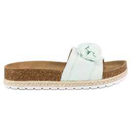 Mint slippers with a bow green Mint slippers with a bow green