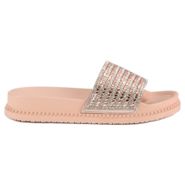 Pink slippers with crystals