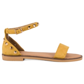 Fashion Suede sandals with studs yellow Fashion Suede sandals with studs yellow