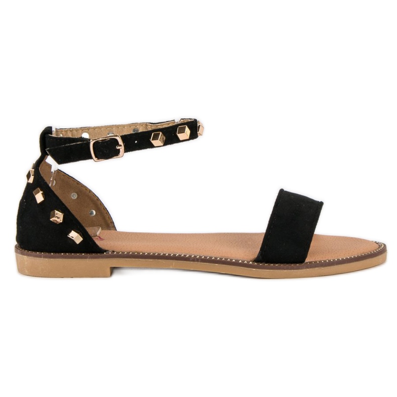 Fashion Suede sandals with studs black Fashion Suede sandals with studs black