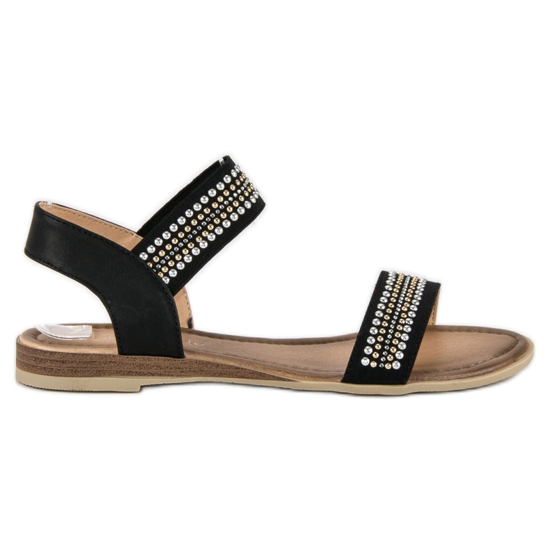 Super Mode Black sandals with an elastic band