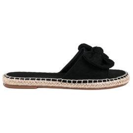Suede espadrilles flip-flops black