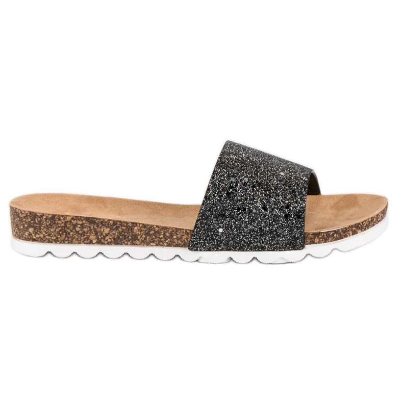 Sixth Sense Women's glitter slippers black