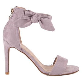 Bestelle Suede zip-up sandals purple multicolored