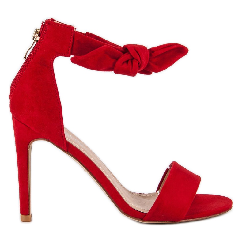 Bestelle Suede zip-up sandals red