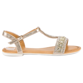 Golden beaded sandals