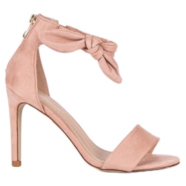 Bestelle Suede zip-up sandals pink
