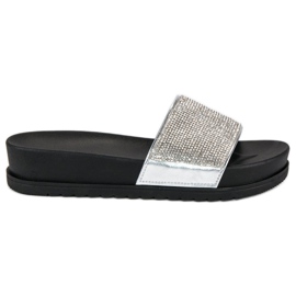 Stylish silver slippers grey