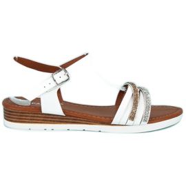 Fama Sandals on a low wedge heel white Fama Sandals on a low wedge heel white