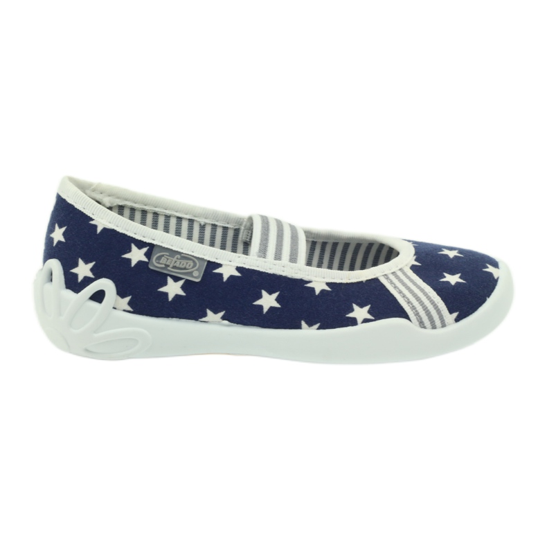 Girls' slippers, stars, Befado193x065 white navy blue