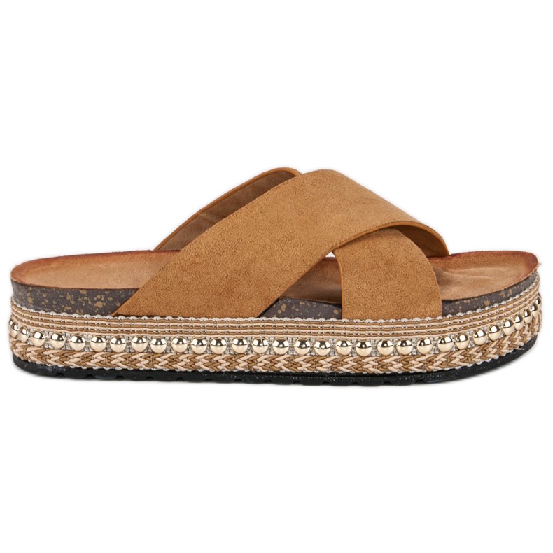 Flyfor Camel boho slippers brown