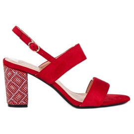 Stylish sandals with beads red