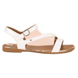 White lacquered sandals