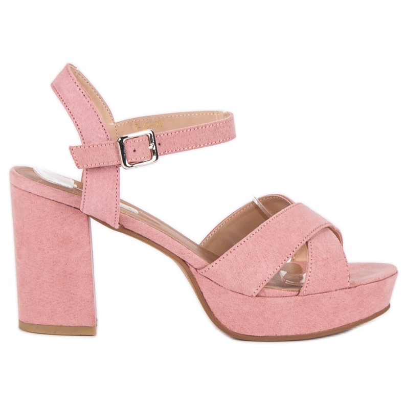 Flyfor High-heeled suede sandals pink